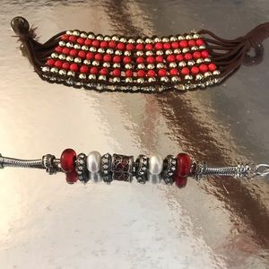 Charm bracelet with bid bracelet